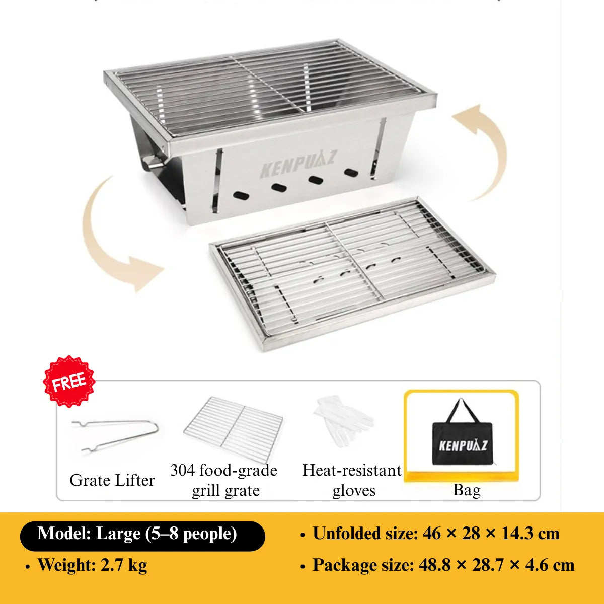 1s Folding Camping BBQ Grill - Fitting IGT Table