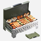 1s Foldable Camping Charcoal BBQ Grill With Windscreen