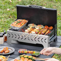1s Foldable Camping Charcoal BBQ Grill With Windscreen