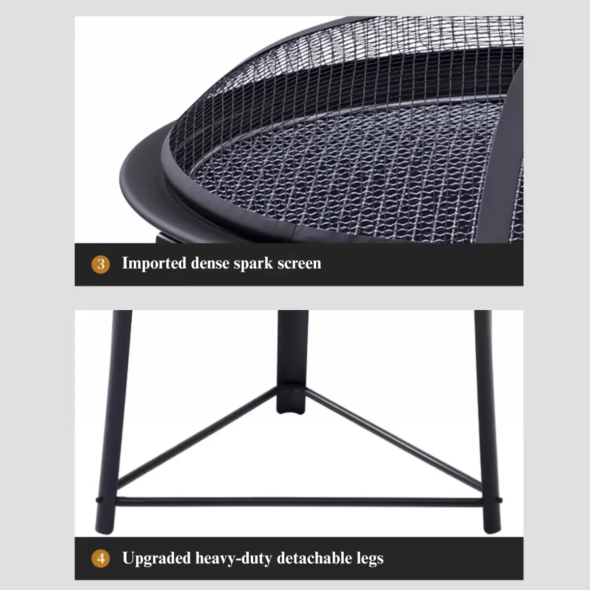 3-in-1 Foldable Charcoal Fire Pit Grill Table