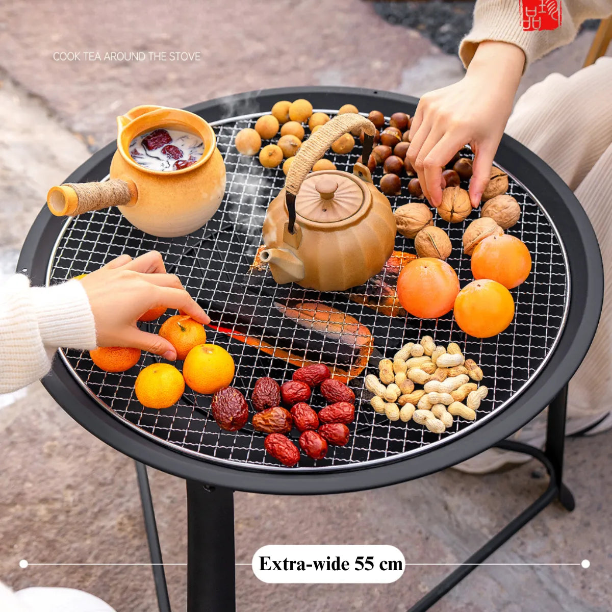 3-in-1 Foldable Charcoal Fire Pit Grill Table