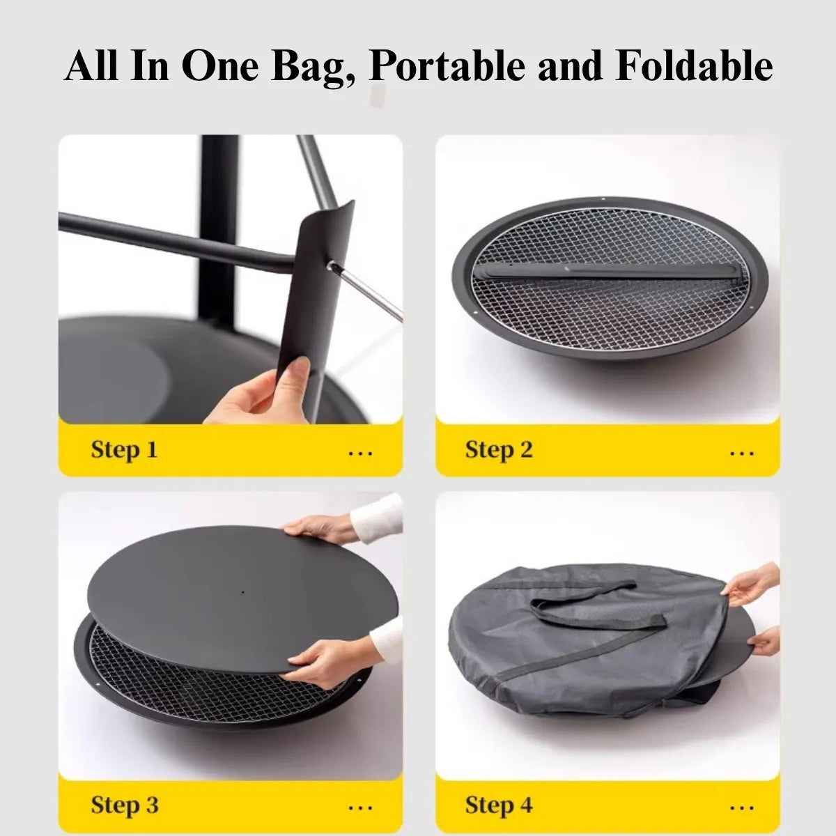 3-in-1 Foldable Charcoal Fire Pit Grill Table