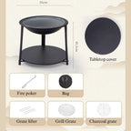 3-in-1 Foldable Charcoal Fire Pit Grill Table