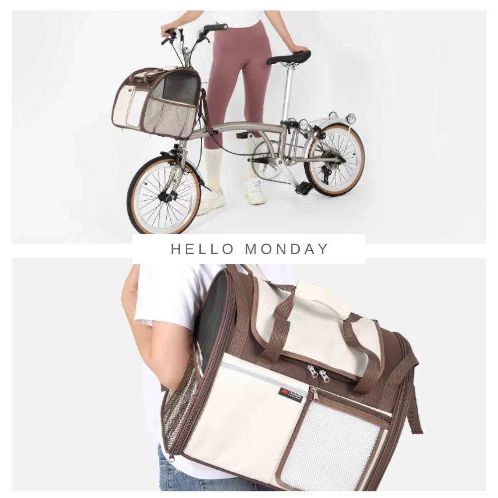 3-in-1 Pet Bike Carrier & Backpack For Brompton