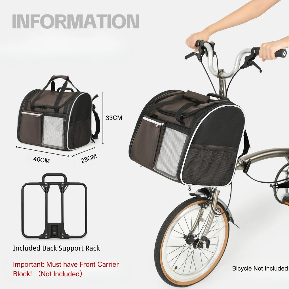 3-in-1 Pet Bike Carrier & Backpack For Brompton