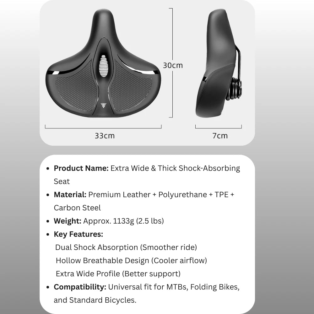33cm Extra Wide Thick Bicycle Seat