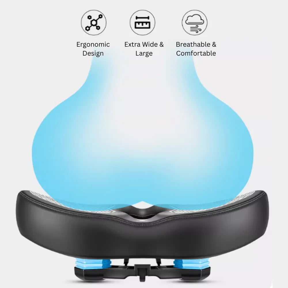 Extra Wide Soft Bicycle Seat With Dual Shock Absorption