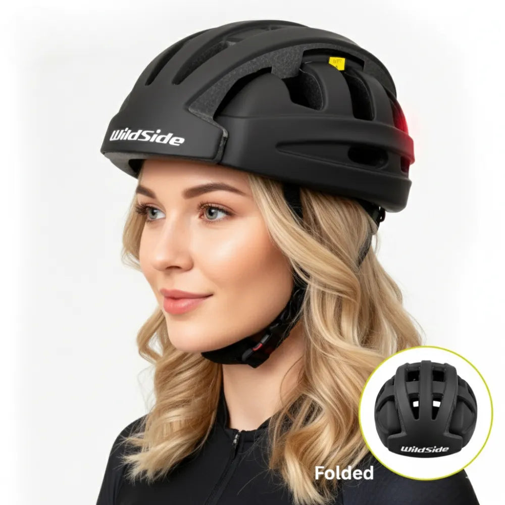 Foldable Safety Bike Helmet Portable Lightweight With LED Rear Light