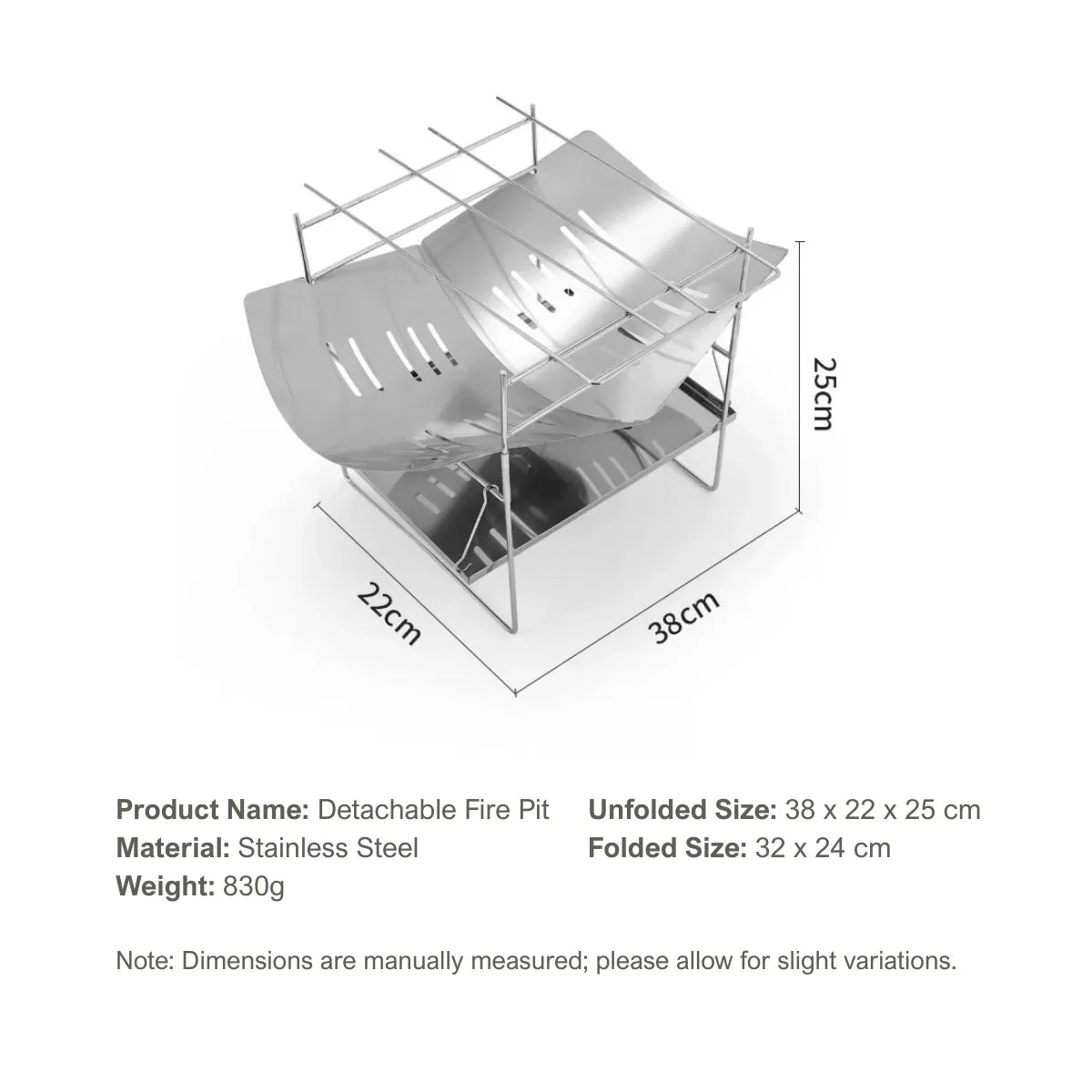 Lightweight & Foldable Fire Pit With Grate (980g Ultralight)