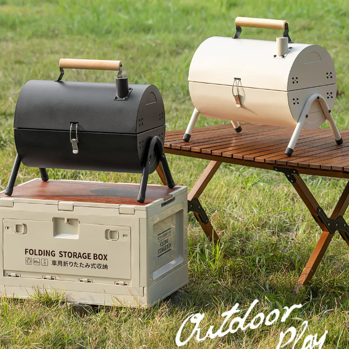 Portable Charcoal BBQ Drum Grill - Dual Side