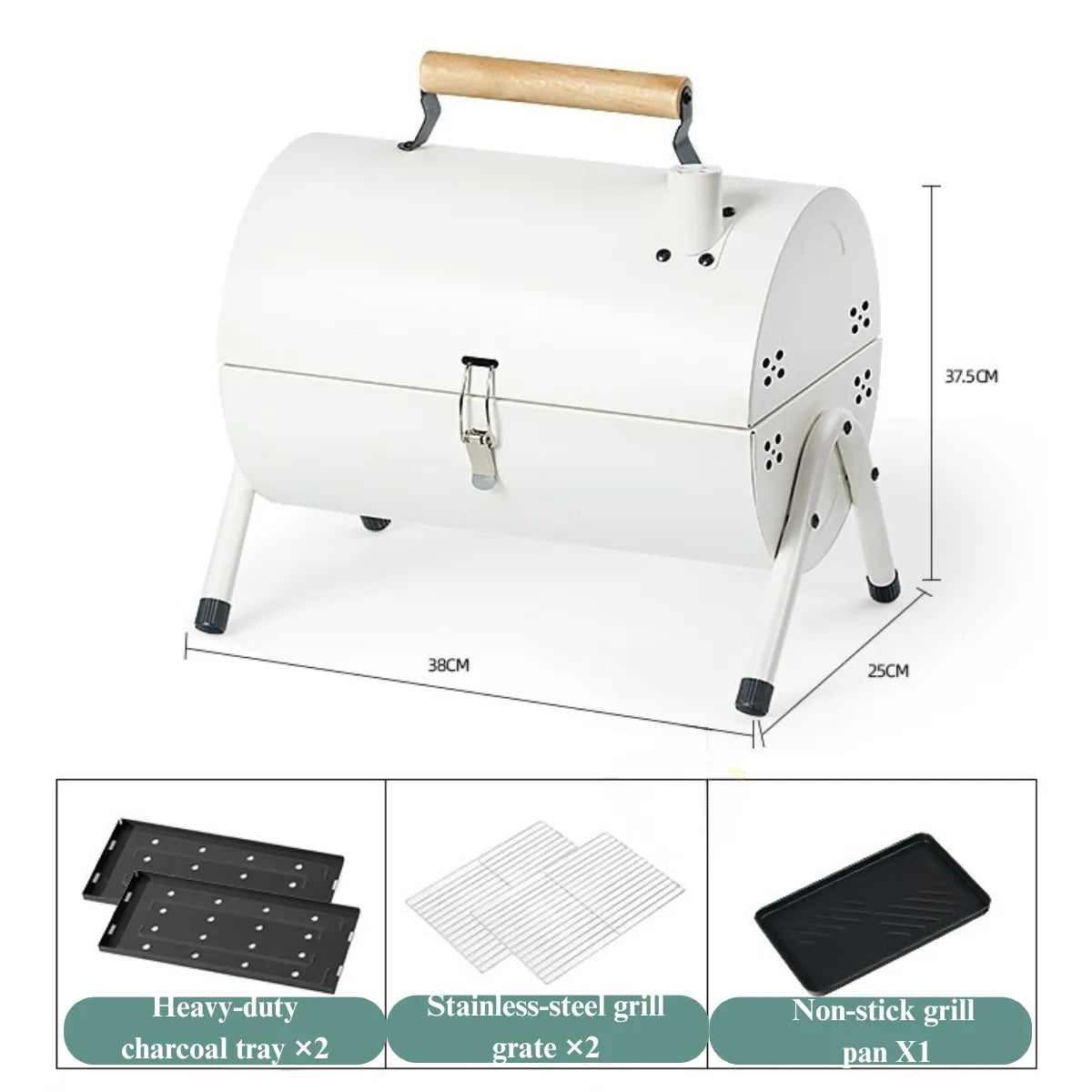 Portable Charcoal BBQ Drum Grill - Dual Side