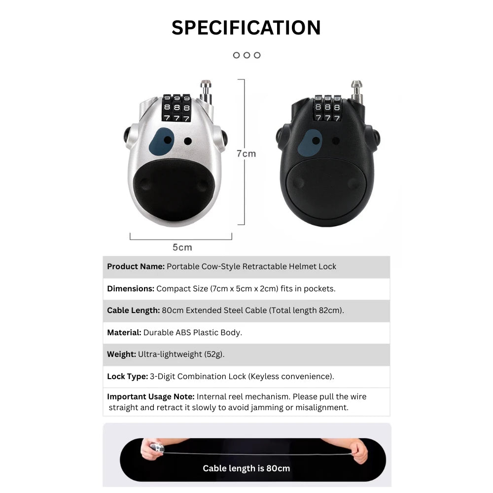 Portable Retractable Bicycle Lock for Everything