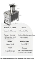 Small Portable Tent Wood Stove for Camping 1.8kg