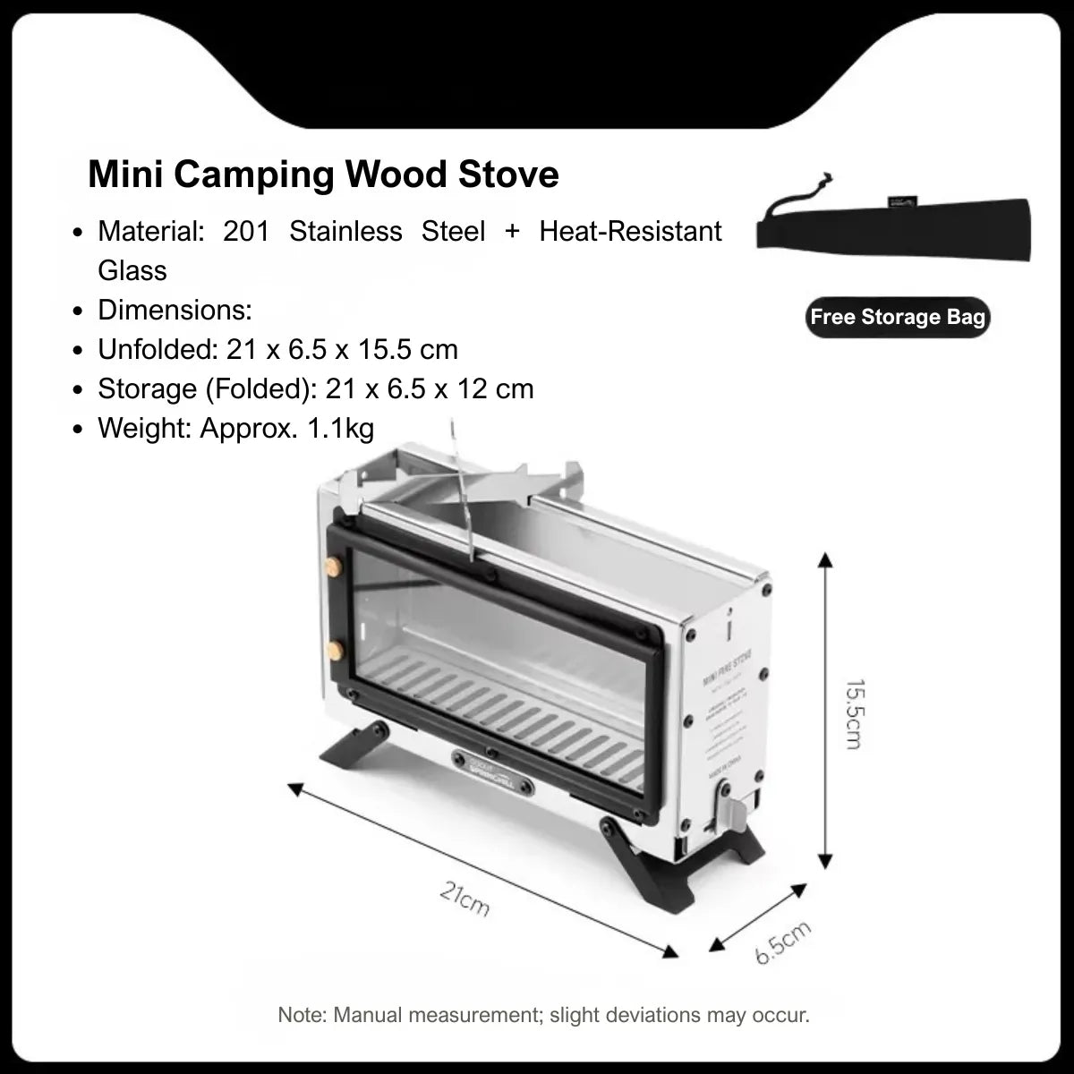 Ultralight Mini Tent Wood Stove 1.1kg
