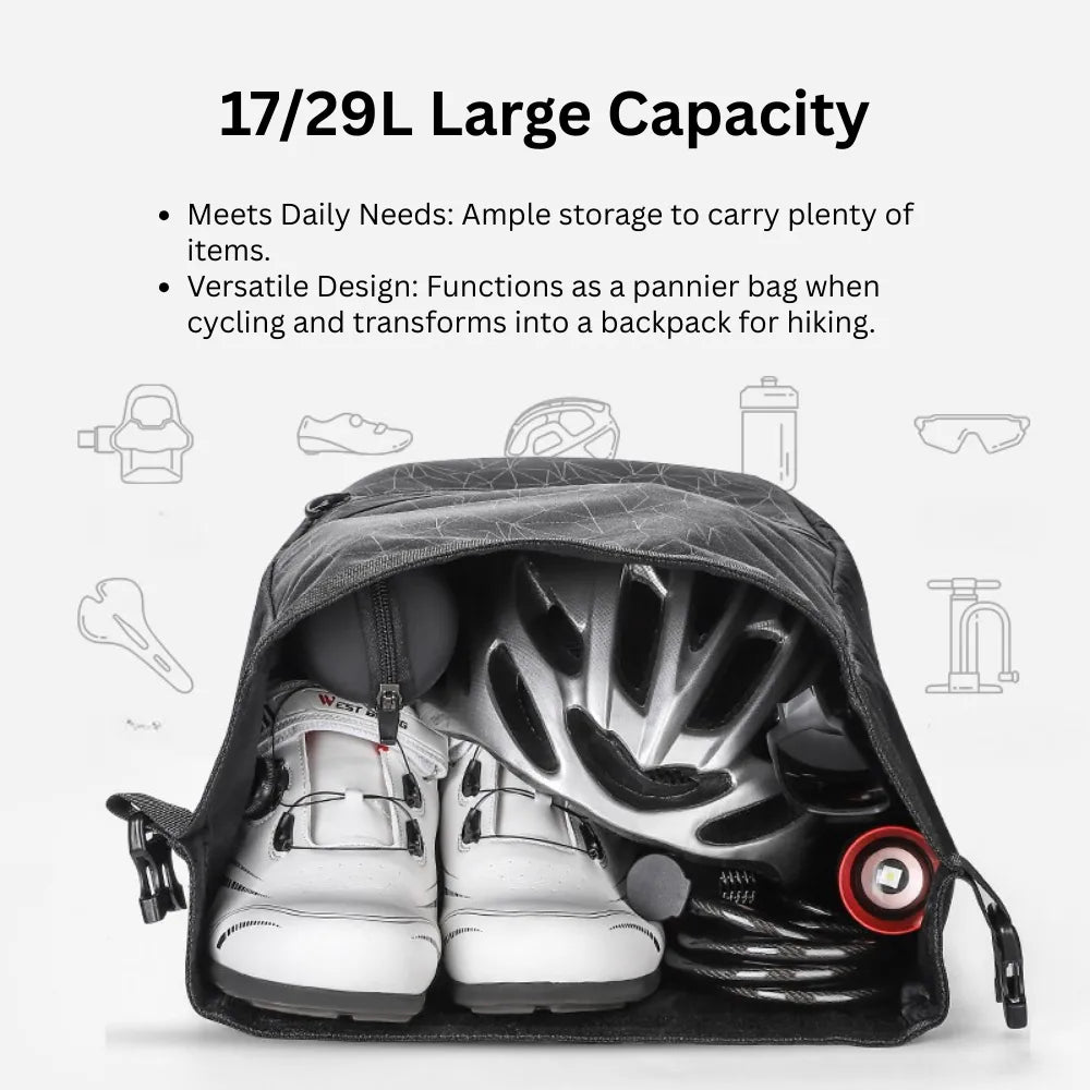 2-in-1 Waterproof Convertible Bike Pannier Backpack