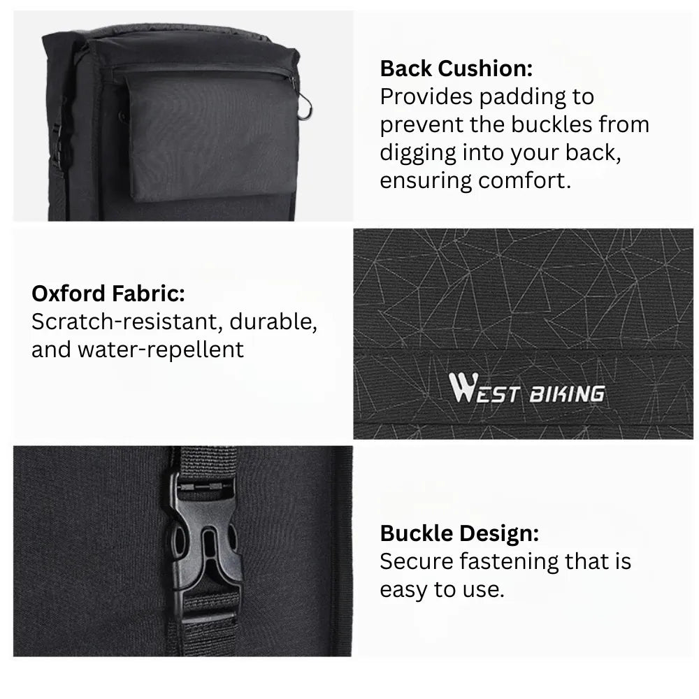 2-in-1 Waterproof Convertible Bike Pannier Backpack