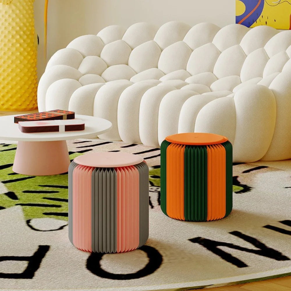 Eco Paper Folding Stool - Grey / Pink