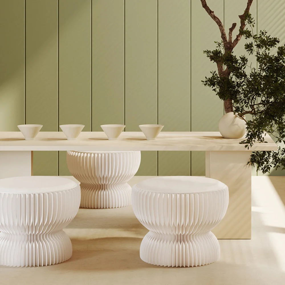 Eco Paper Folding Stool - White Lotus
