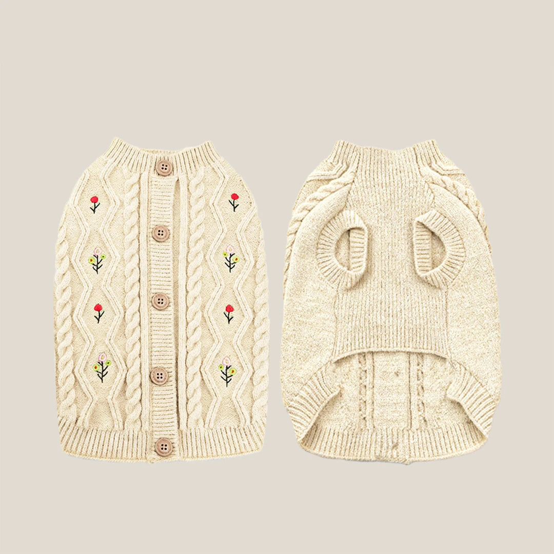 Floral Cable Knit Sweater