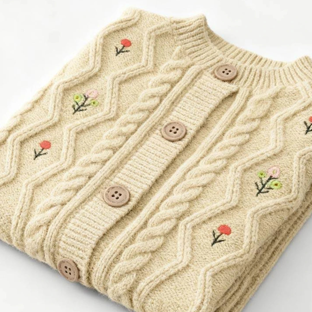Floral Cable Knit Sweater