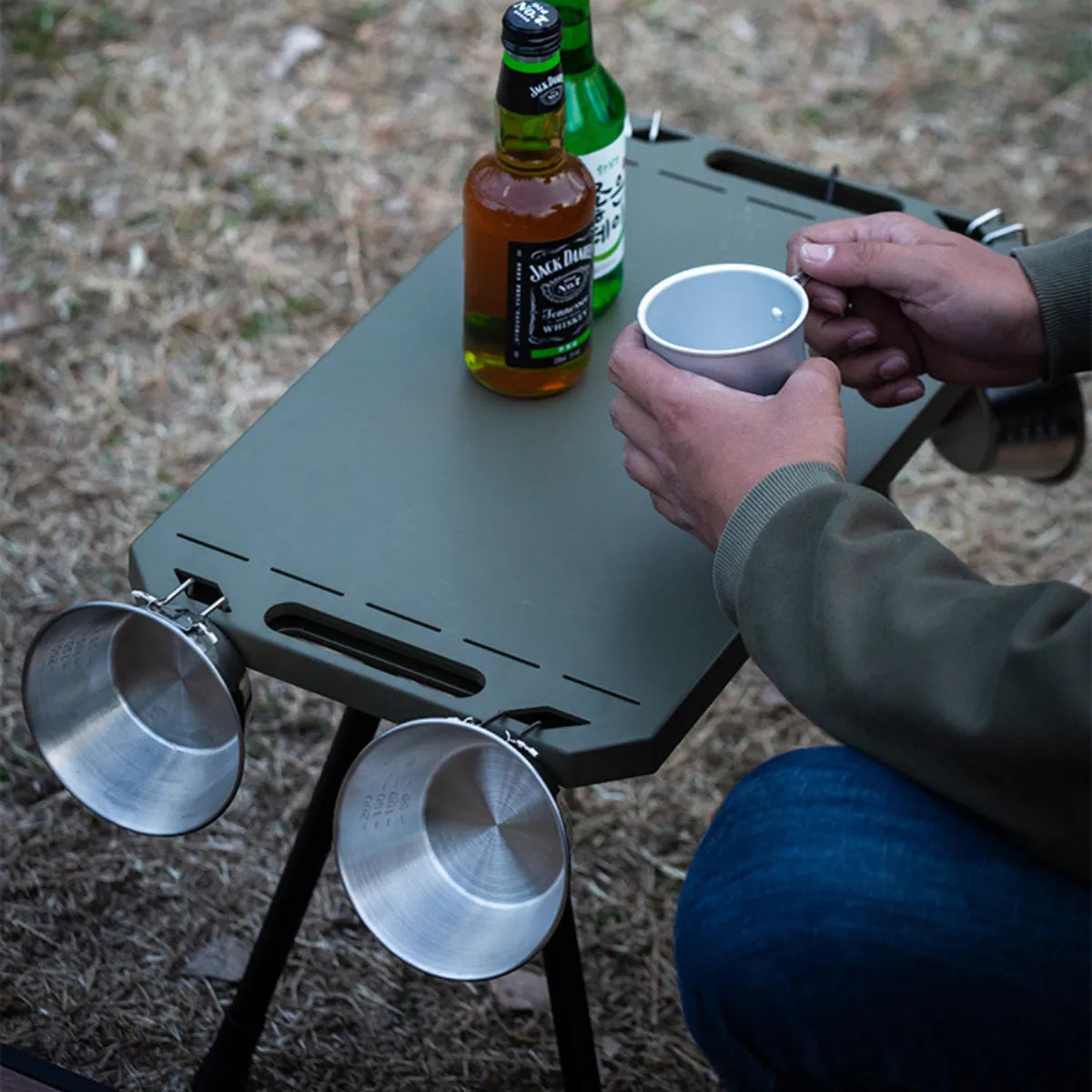 Folding Camp Side Table-Adjustable Height