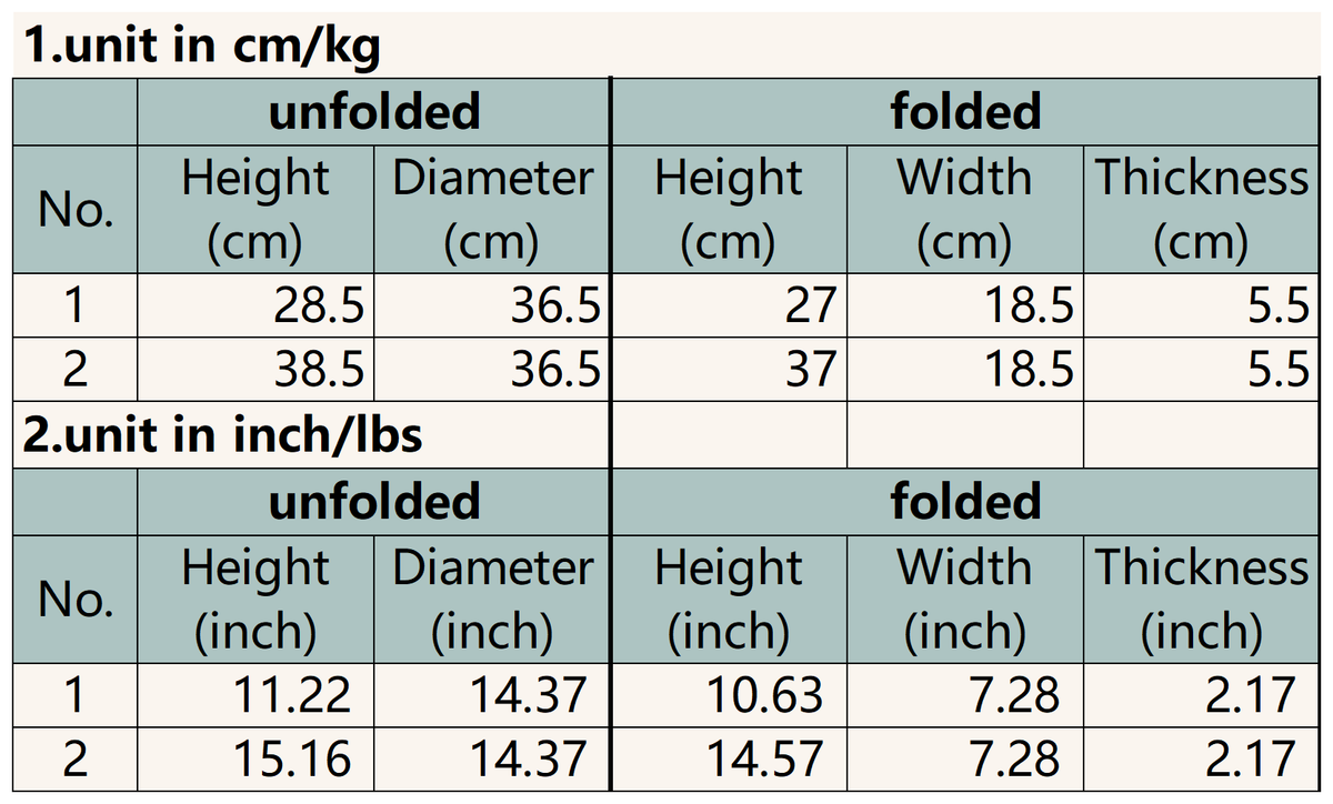 Size chart for Pink Lotus Makeup Stool