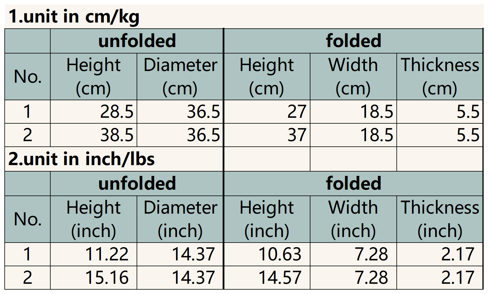 Size chart for Eco Paper Folding Stool - Pink Lotus