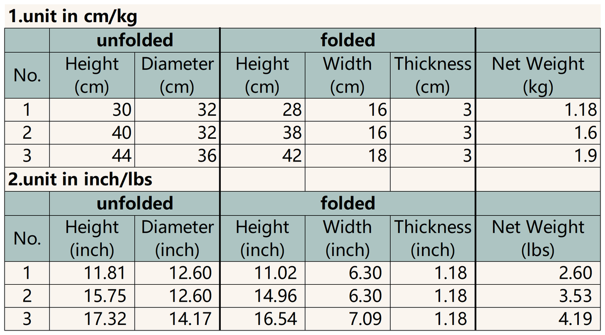 Size chart for Space-Saving Grey Stool