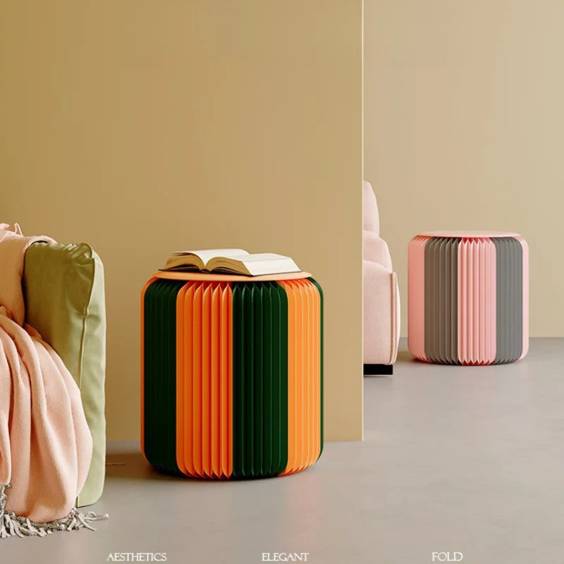 Eco Paper Folding Stool - Grey / Pink