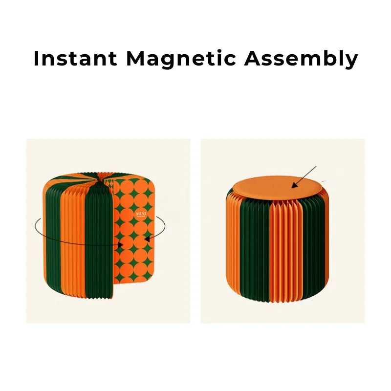 Eco Paper Folding Stool - Orange / Green