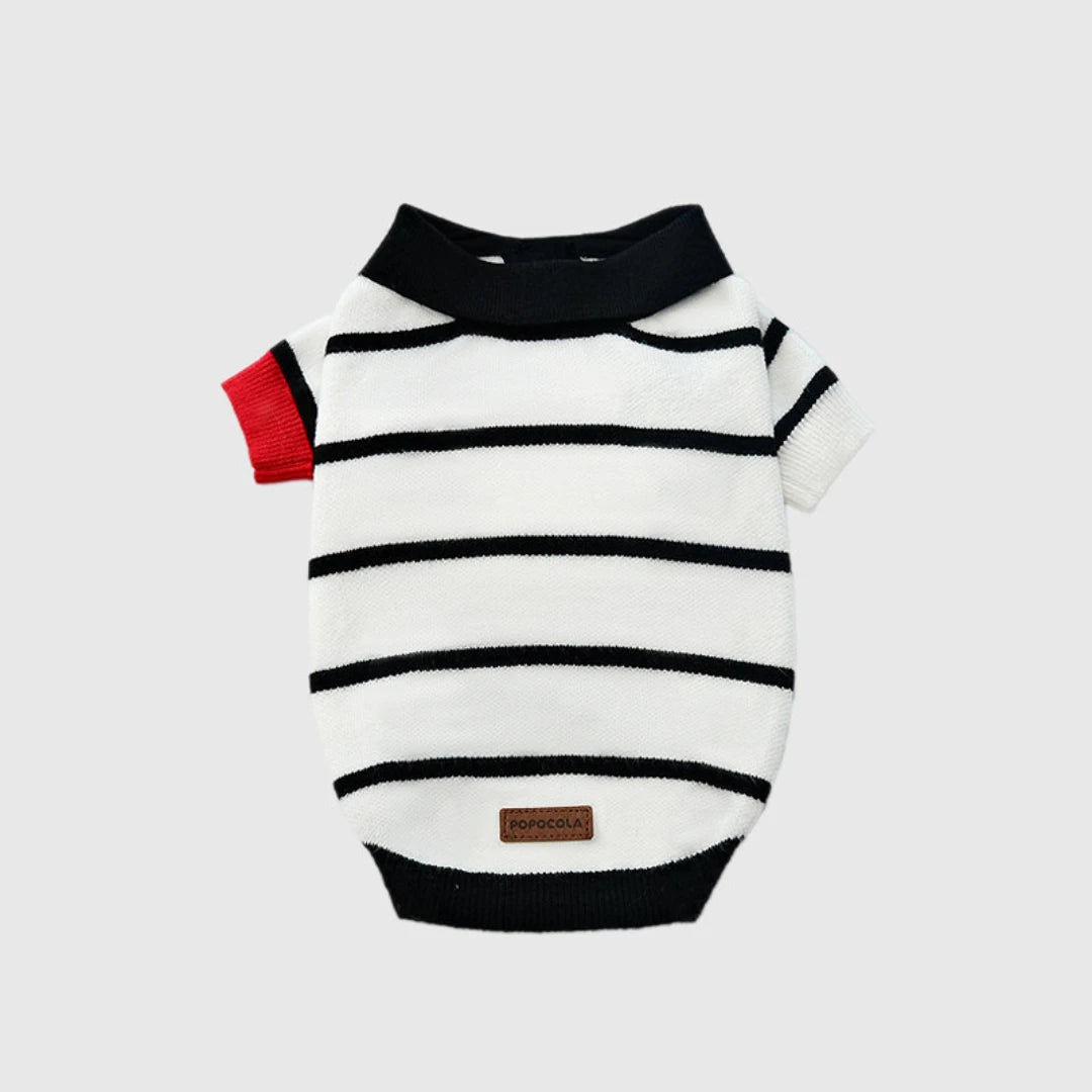 Preppy Stripe Dog Polo Sweater