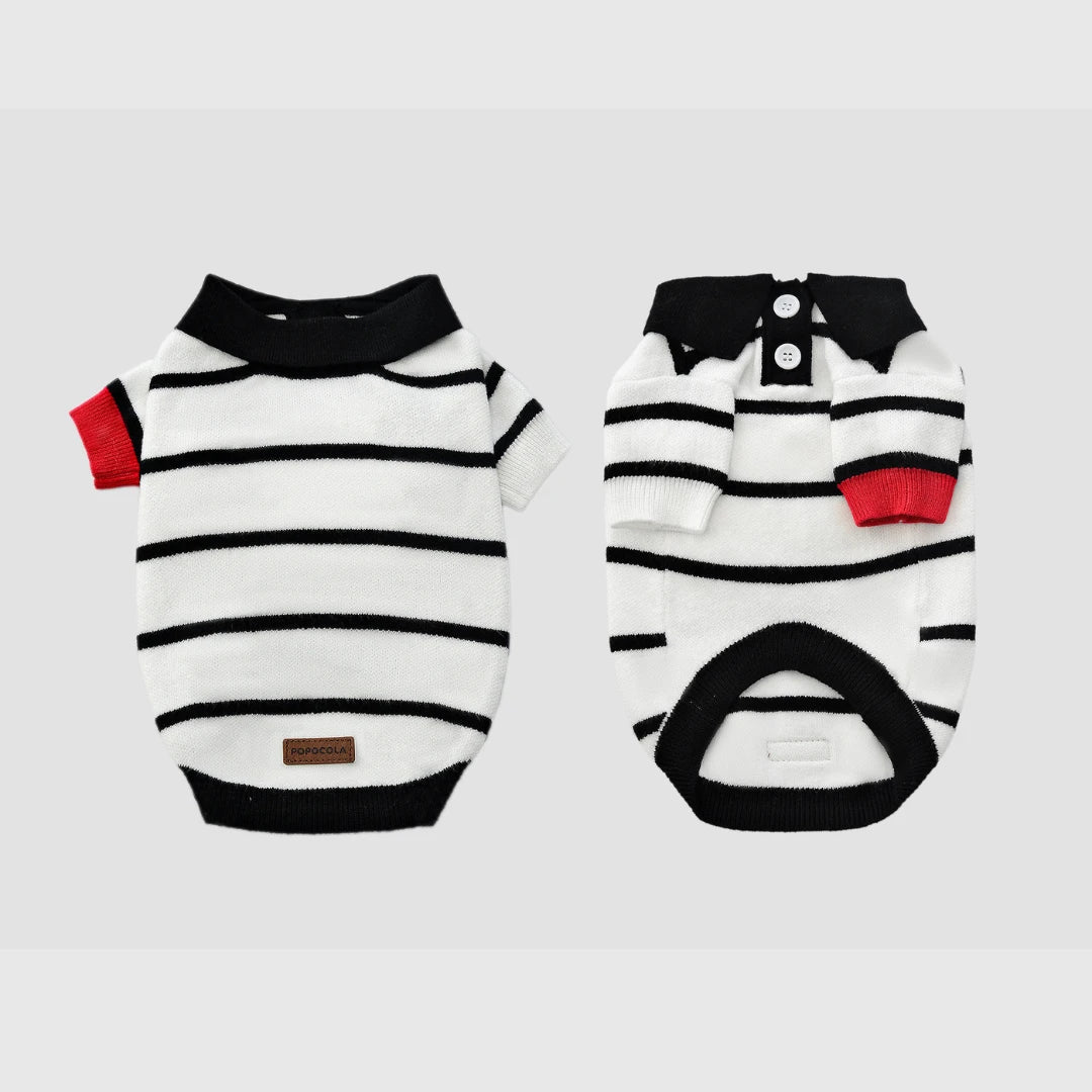 Preppy Stripe Dog Polo Sweater
