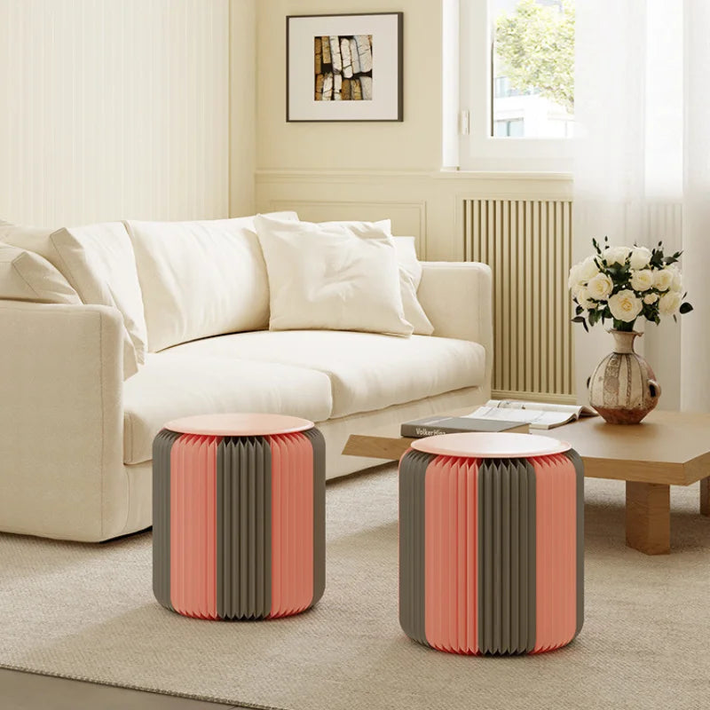 Eco Paper Folding Stool - Grey / Pink