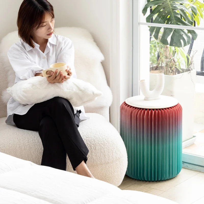 Eco Paper Folding Stool - Red / Blue Gradient